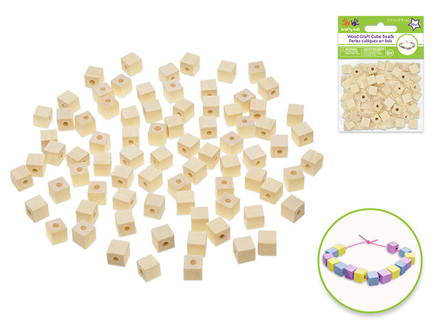 Wood Craft Cube Beads  Natural