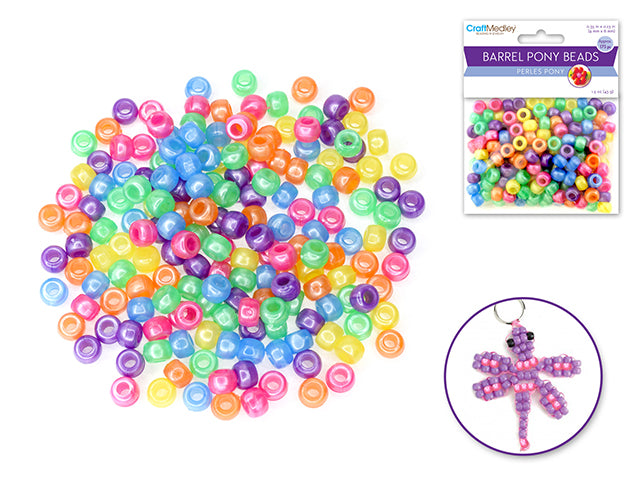 Barrel Pony Beads -  Pearlized Multi-Mix