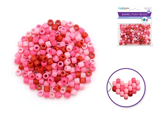 Barrel Pony Beads -  Princess Pinks