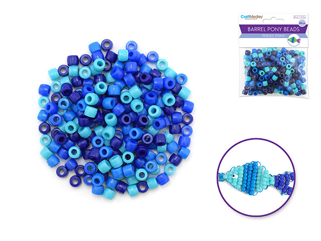 Barrel Pony Beads -  Blue