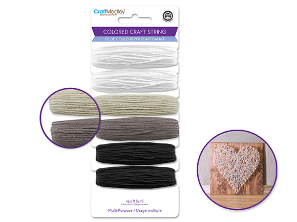 Colored Craft String - Black and White mix
