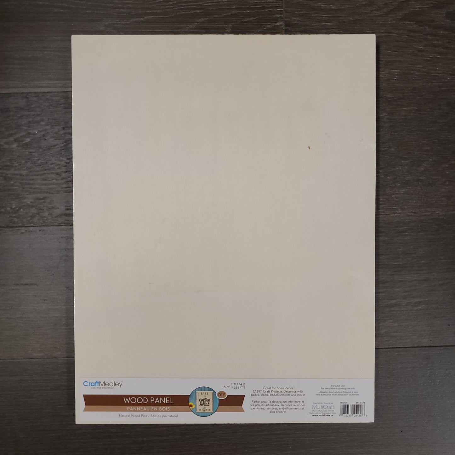 11 x 14” DIY Wood Panel Natural 3/4" Deep