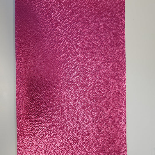 Dark Pink Metallic Litchi Faux leather