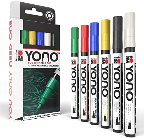 Yono Acrylic Markers 6 PK Slim Tip