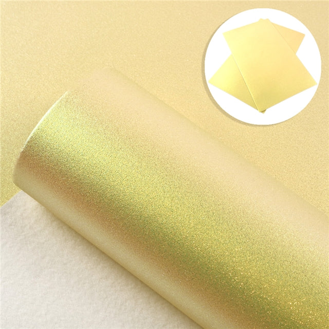 Iridescent Pearl Faux Leather - Yellow Gold