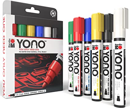 Yono Acrylic Markers 6 PK Round Tip