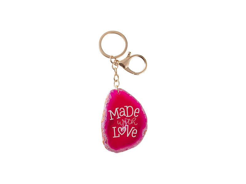Engraving agate keyring - Rose Red