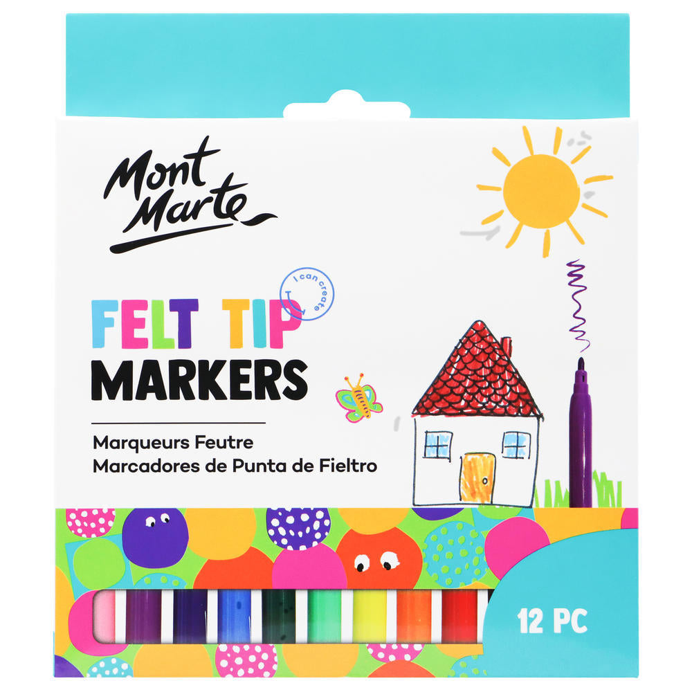 Mont Marte Felt Tip Markers  12PC