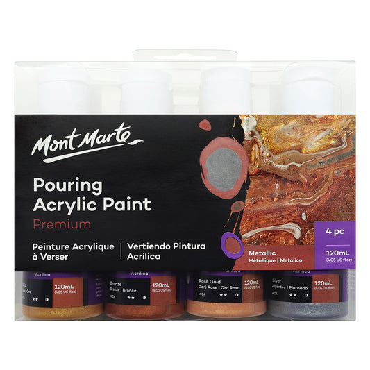 MONT MARTE Premium Pouring Acrylic Paint 120ml - 4pc Set - Metallic