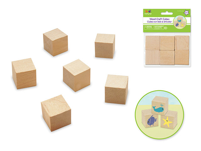 1in (25mm)Wood Cubes 6/pk