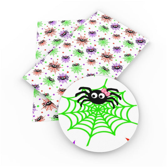 Colorful spider webs Faux Leather