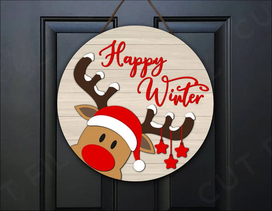 Happy Winter Reindeer  sign kit DIY
