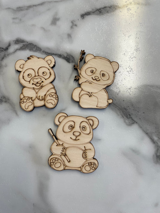 3” birch panda bears assorted