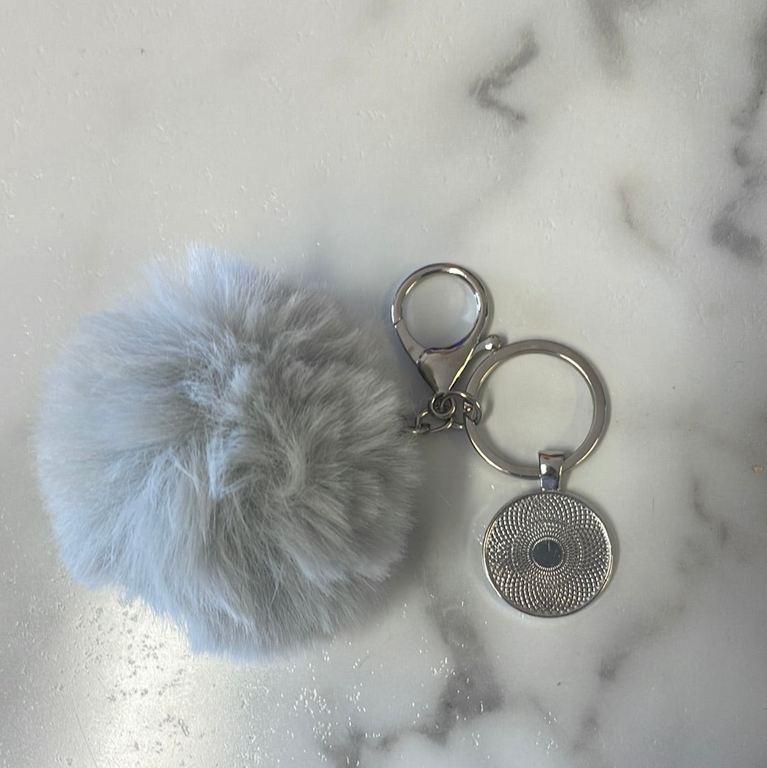 DBL sublimation pompom key chains-Grey