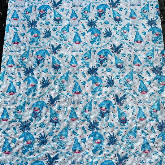 Gnomes Xmas Blue  Faux leather