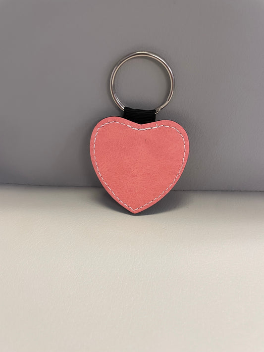 Heart  Sub PU Leather Key Ring - pink