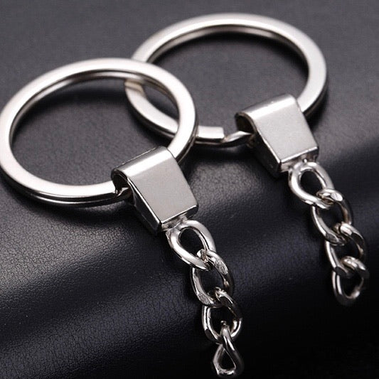 30mm key ring with chain Silver