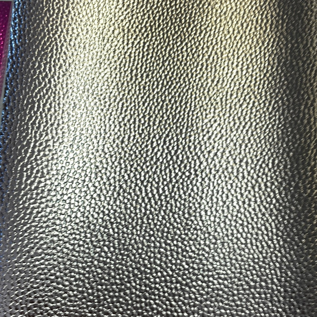 Slate Grey Metallic Small Litchi Faux leather