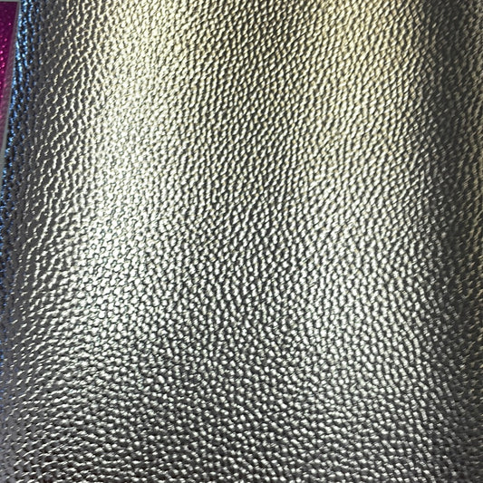 Slate Grey Metallic Small Litchi Faux leather