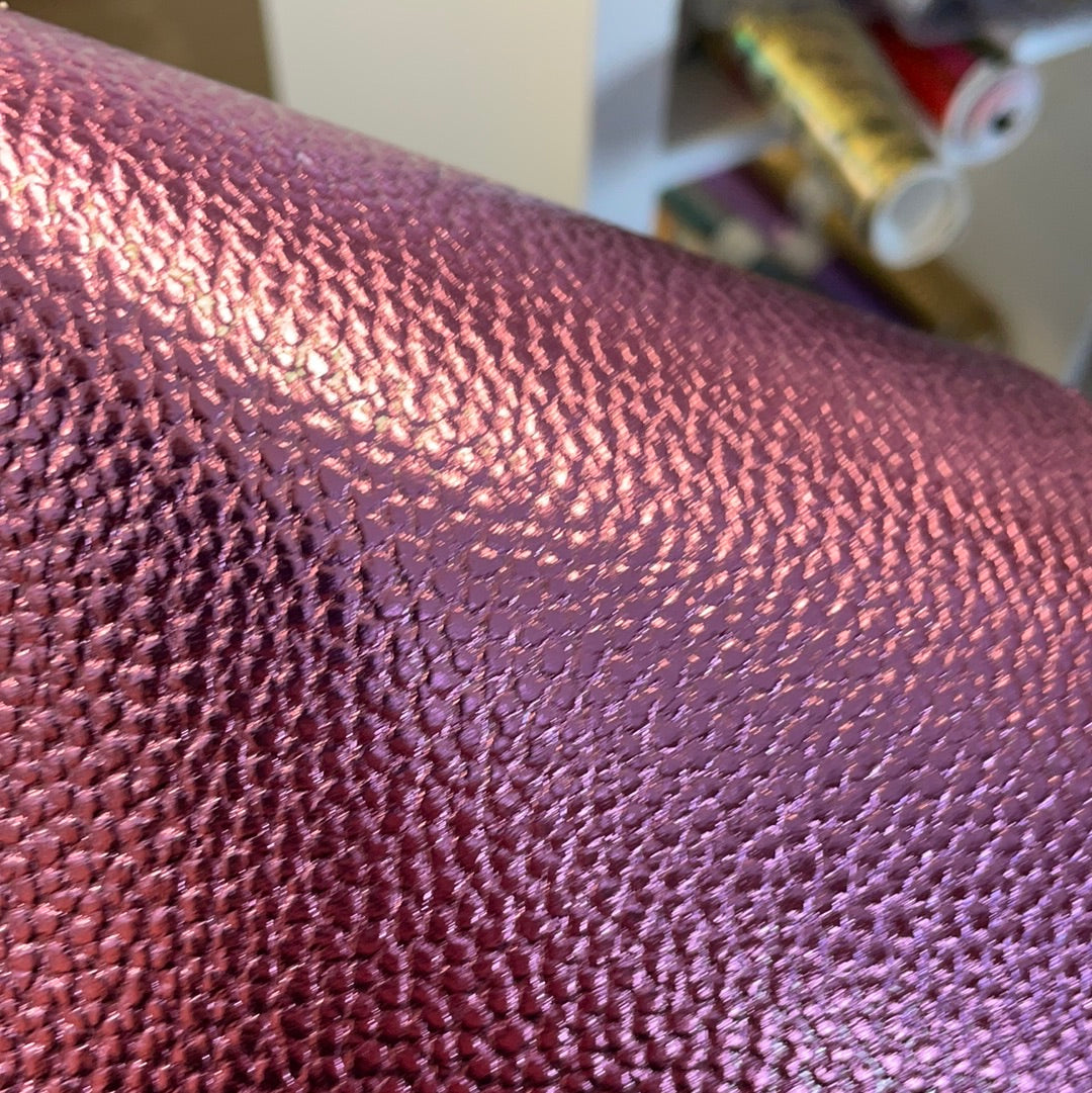 Light Pink Metallic Litchi Faux leather