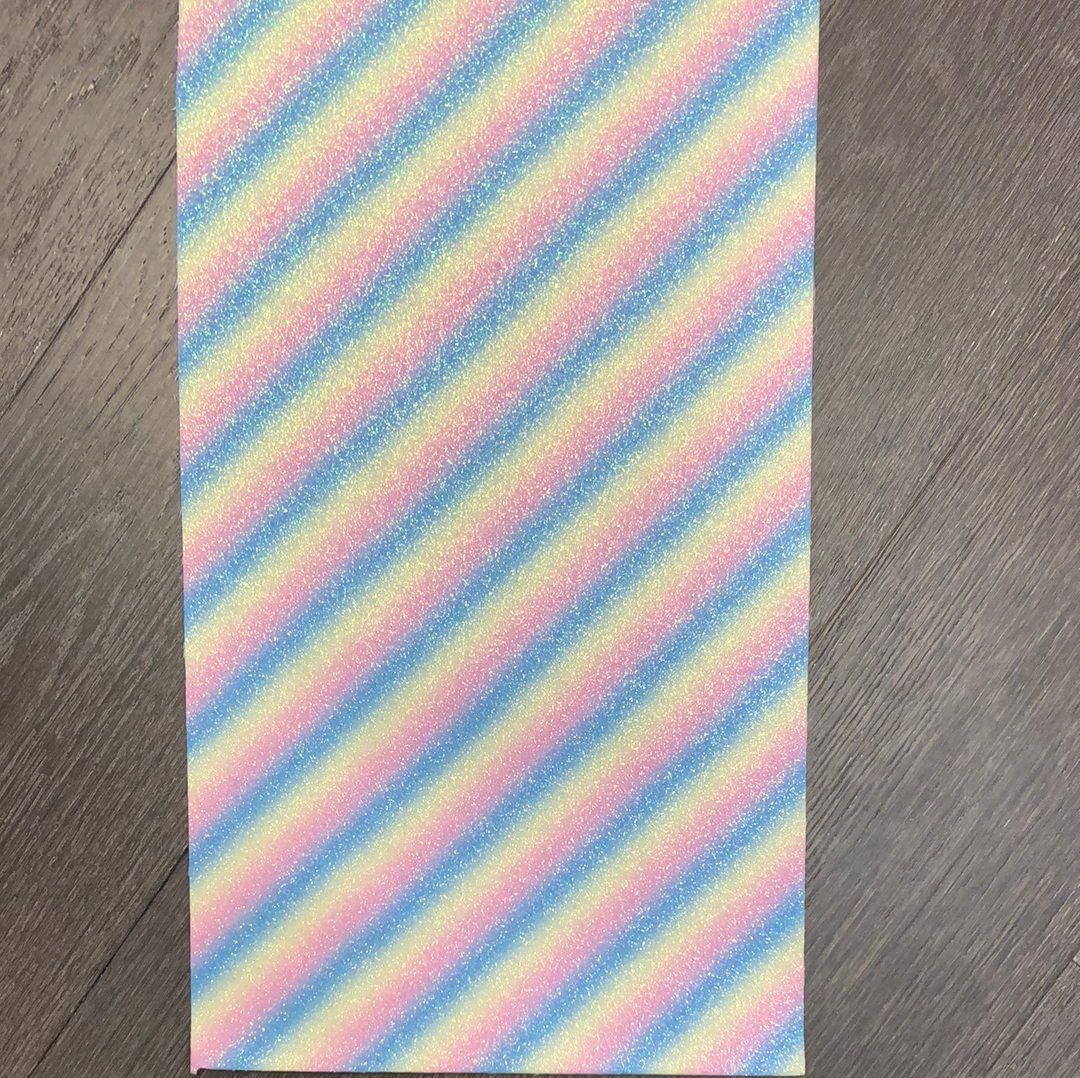 Faux Leather  - Fine Glitter diagonal striped pastels