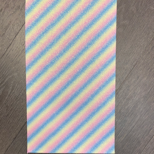 Faux Leather  - Fine Glitter diagonal striped pastels