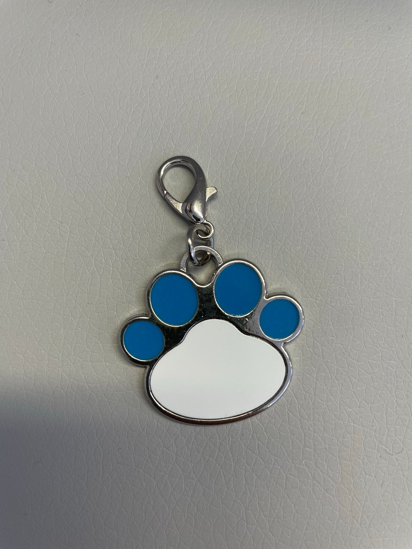 Metal Paw Print Tag w Inserts  - Blue