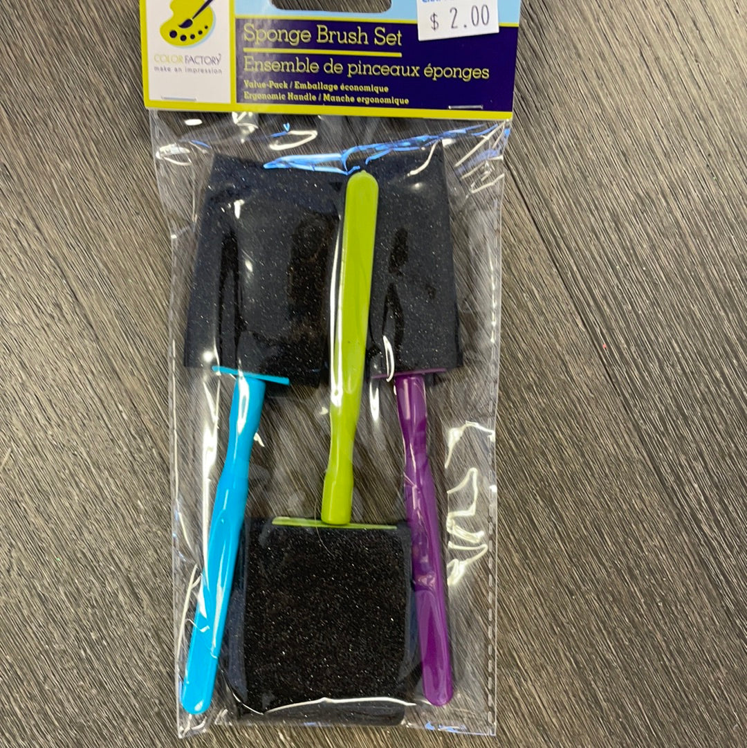 Sponge Brush 3/pk  w/Ergonomic Handle