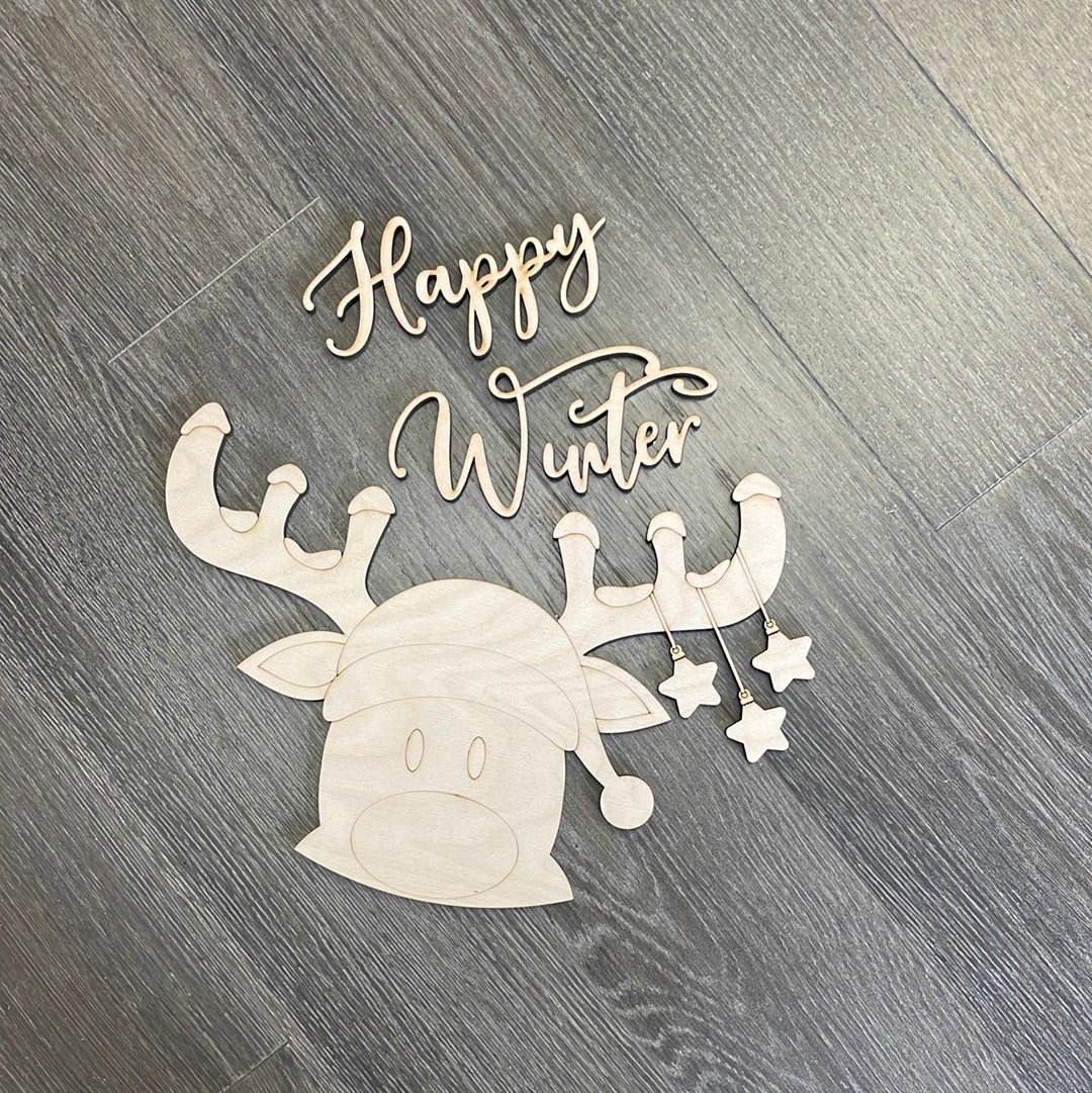 Happy Winter Reindeer  sign kit DIY