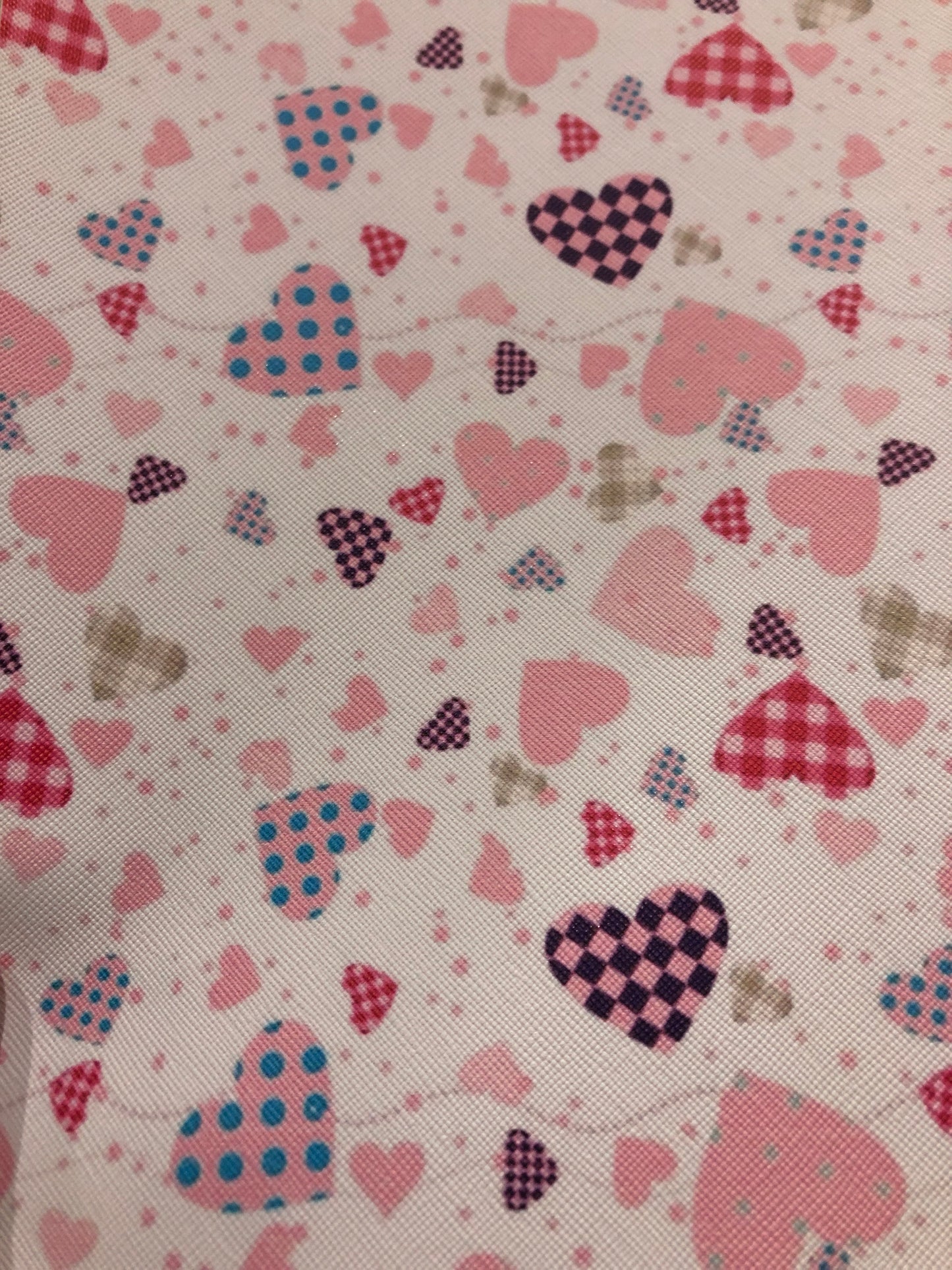 Pink and purple patterned hearts Faux Leather