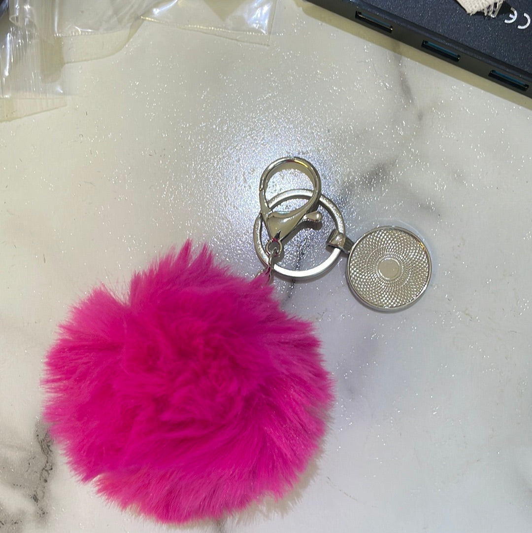 DBL sublimation pompom key chains-Dark Pink