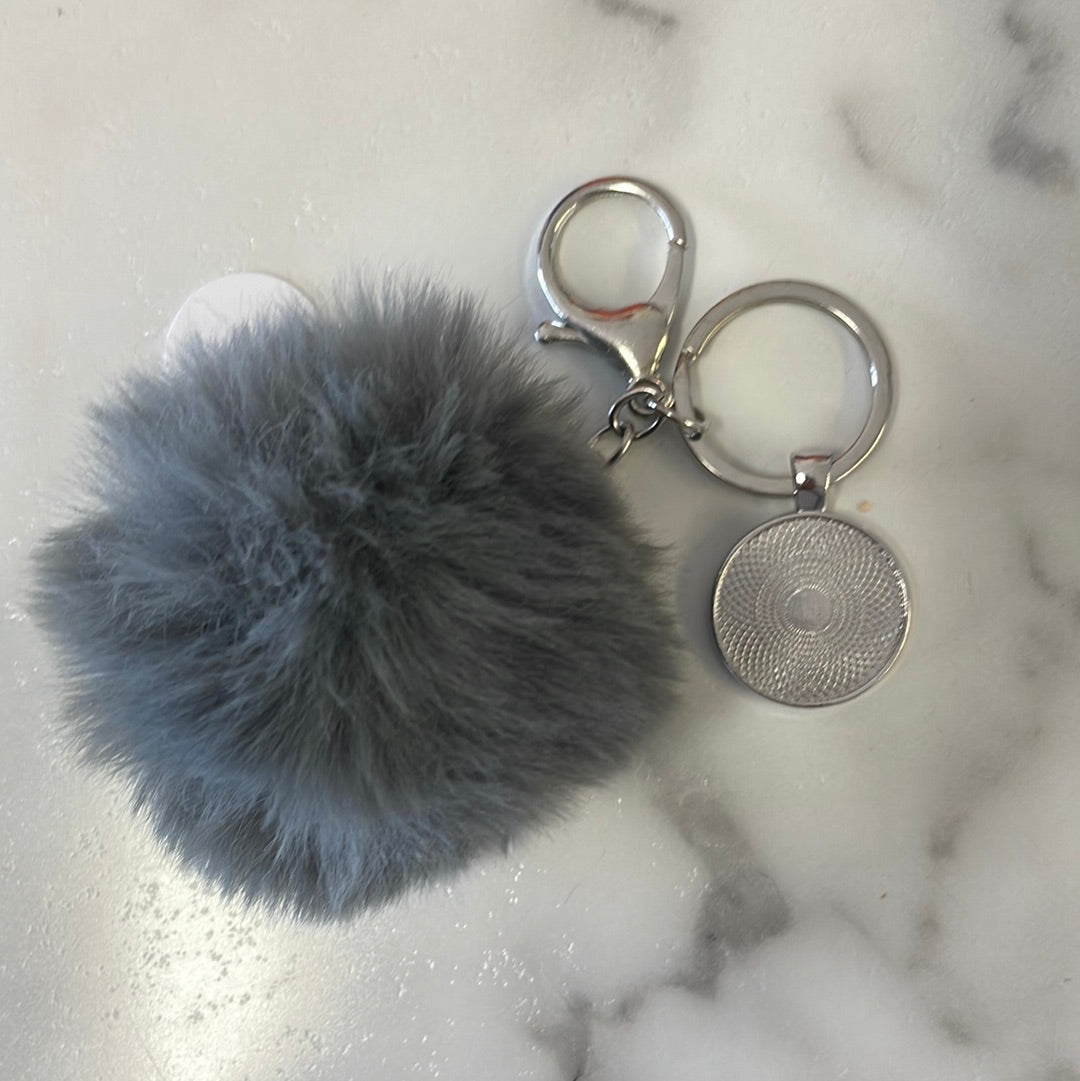 DBL sublimation pompom key chains-Dark Grey