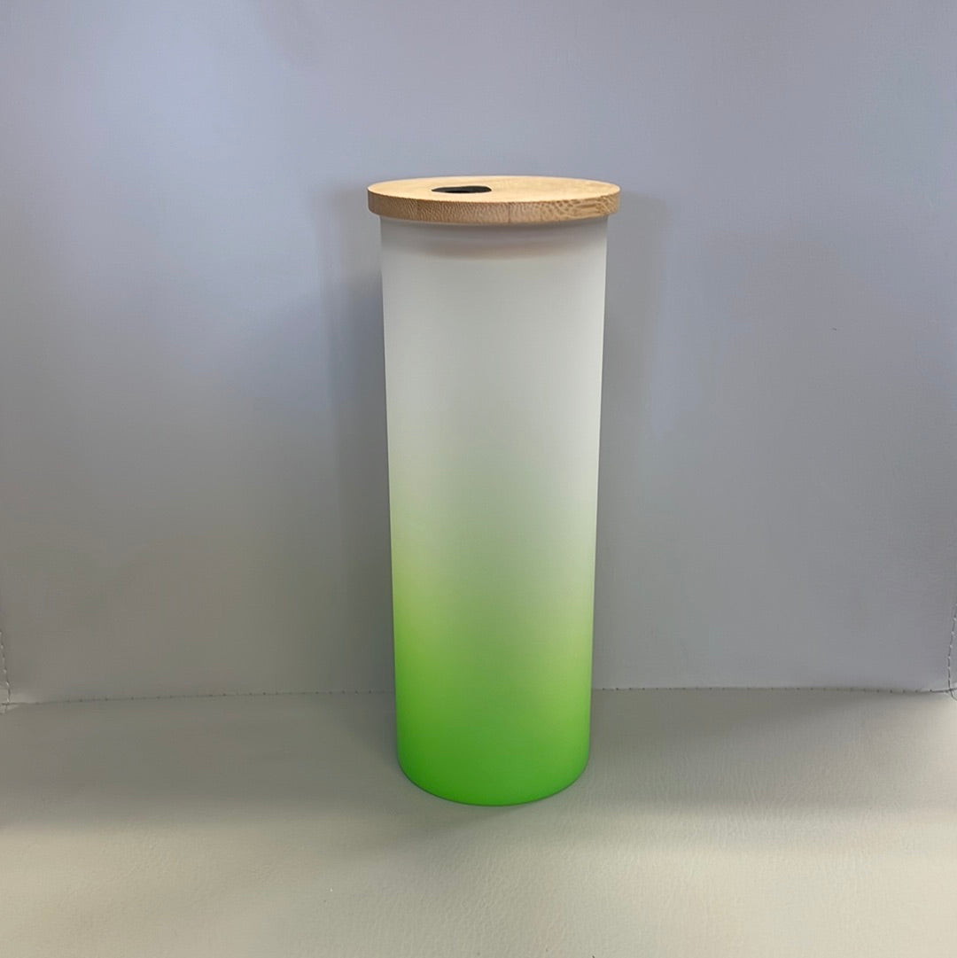 Frosted Gradient Glass tumbler with bamboo lid