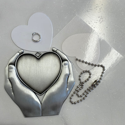 Metal Hands with Heart Car Charms Sublimation