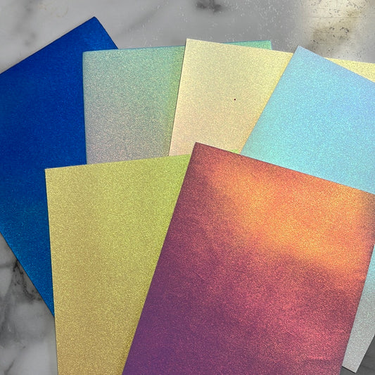 Set of 6 Pearl Iridescent Faux Leather (15 x 21 cm)