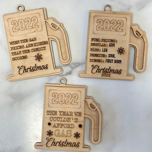 Assorted 2022 Gas Ornaments - Wood