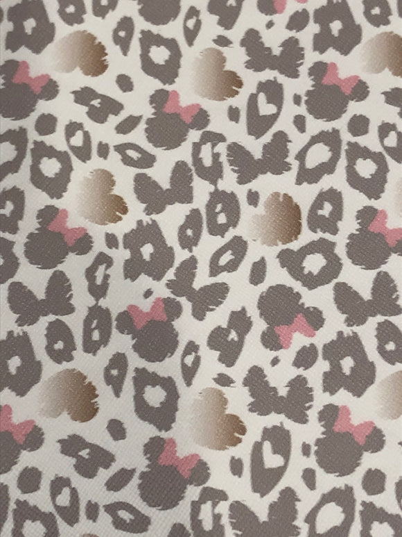 Faux Leather - abstract grey and pink mouse