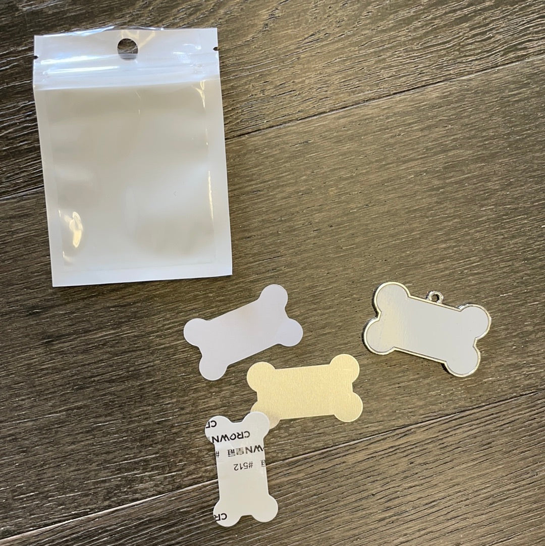 Metal Dog Bone Tag w Inserts