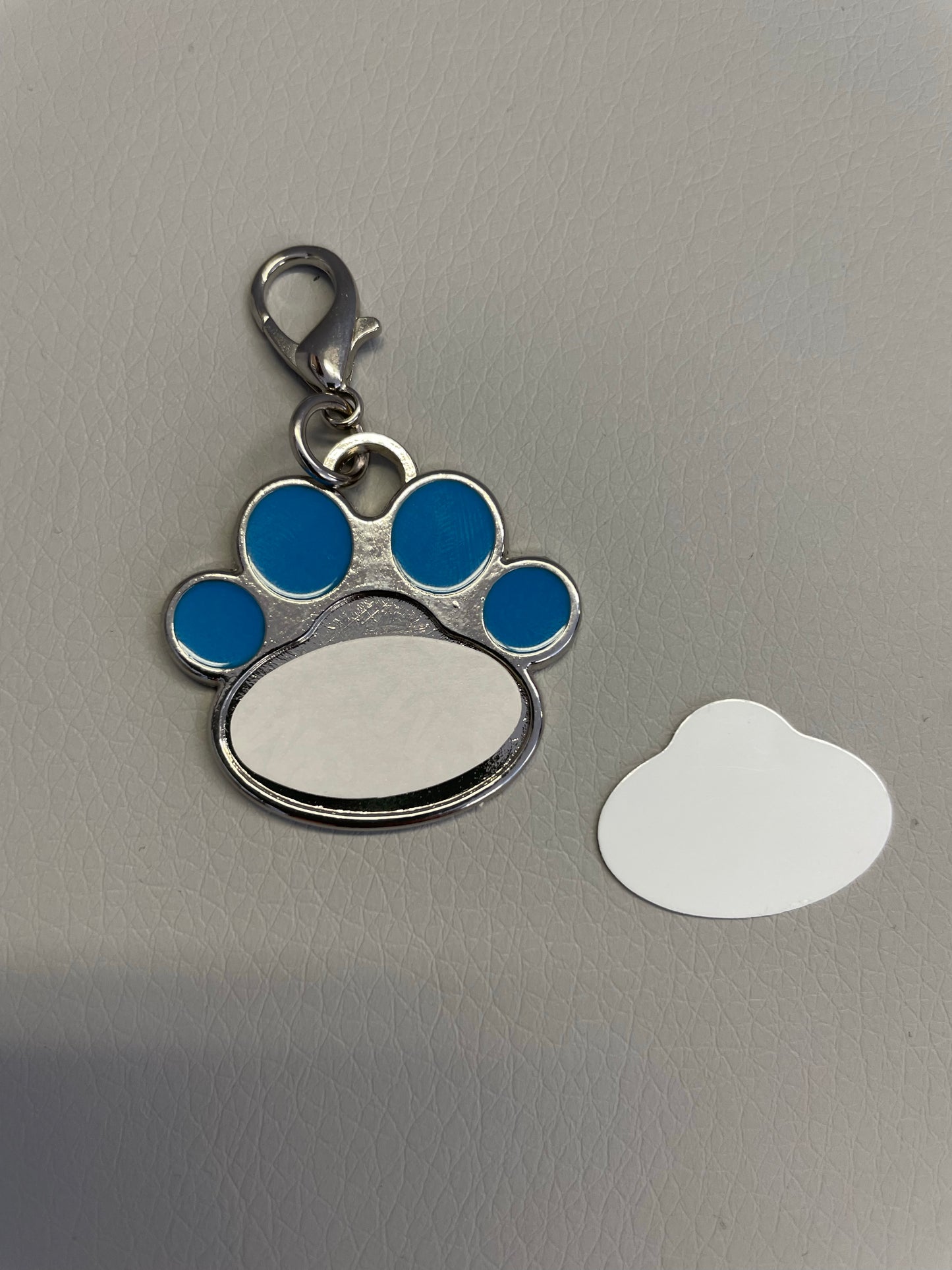 Metal Paw Print Tag w Inserts  - Blue