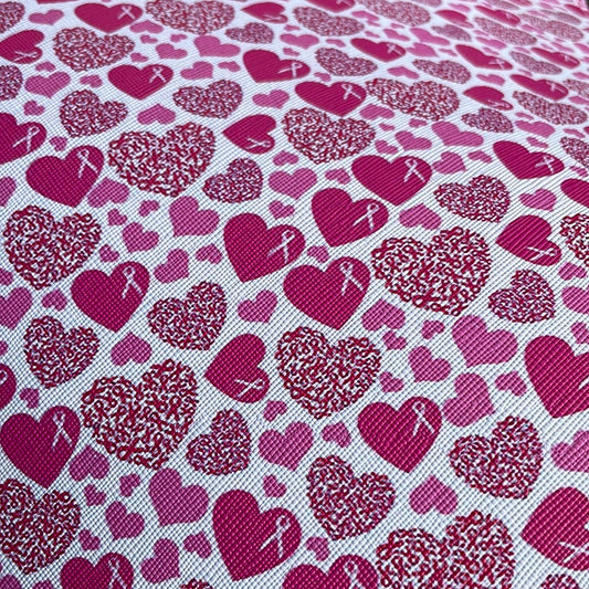 Pink Hearts & Ribbons  Faux leather