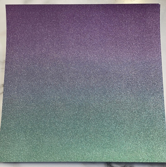 Fine Glitter Ombre Cardstock -Purple Green  12X12 