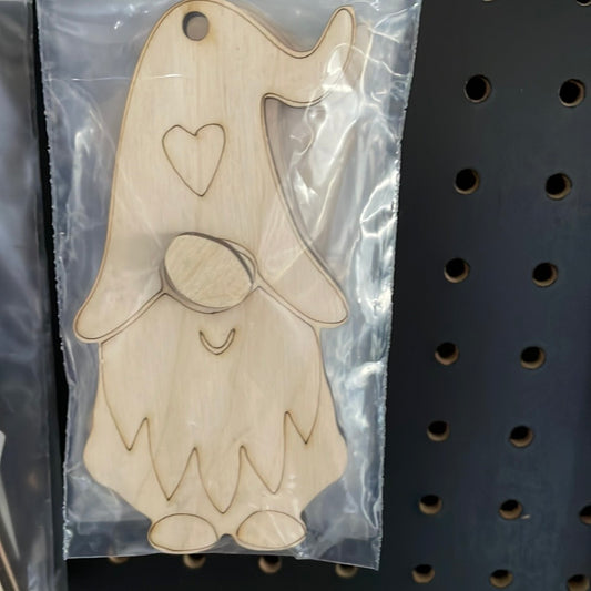 Birch Ornaments , Gnome with Heart