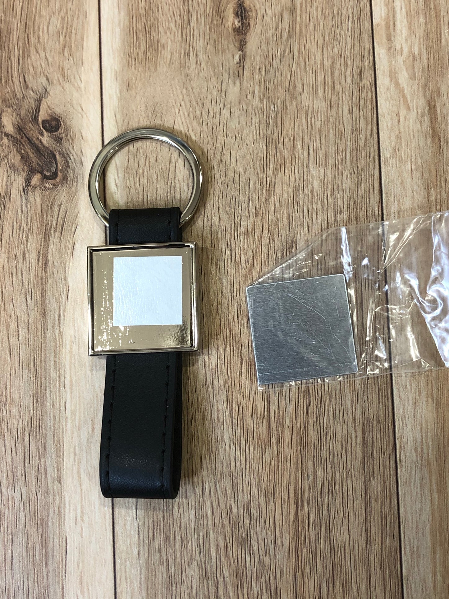 Black Leather Key Ring with Square for Sublimation