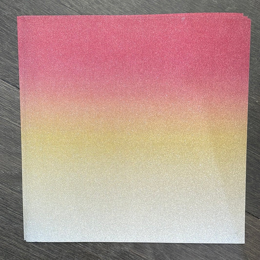 Fine Glitter Ombre Cardstock -Silver -  Gold - Rose 12X12 "