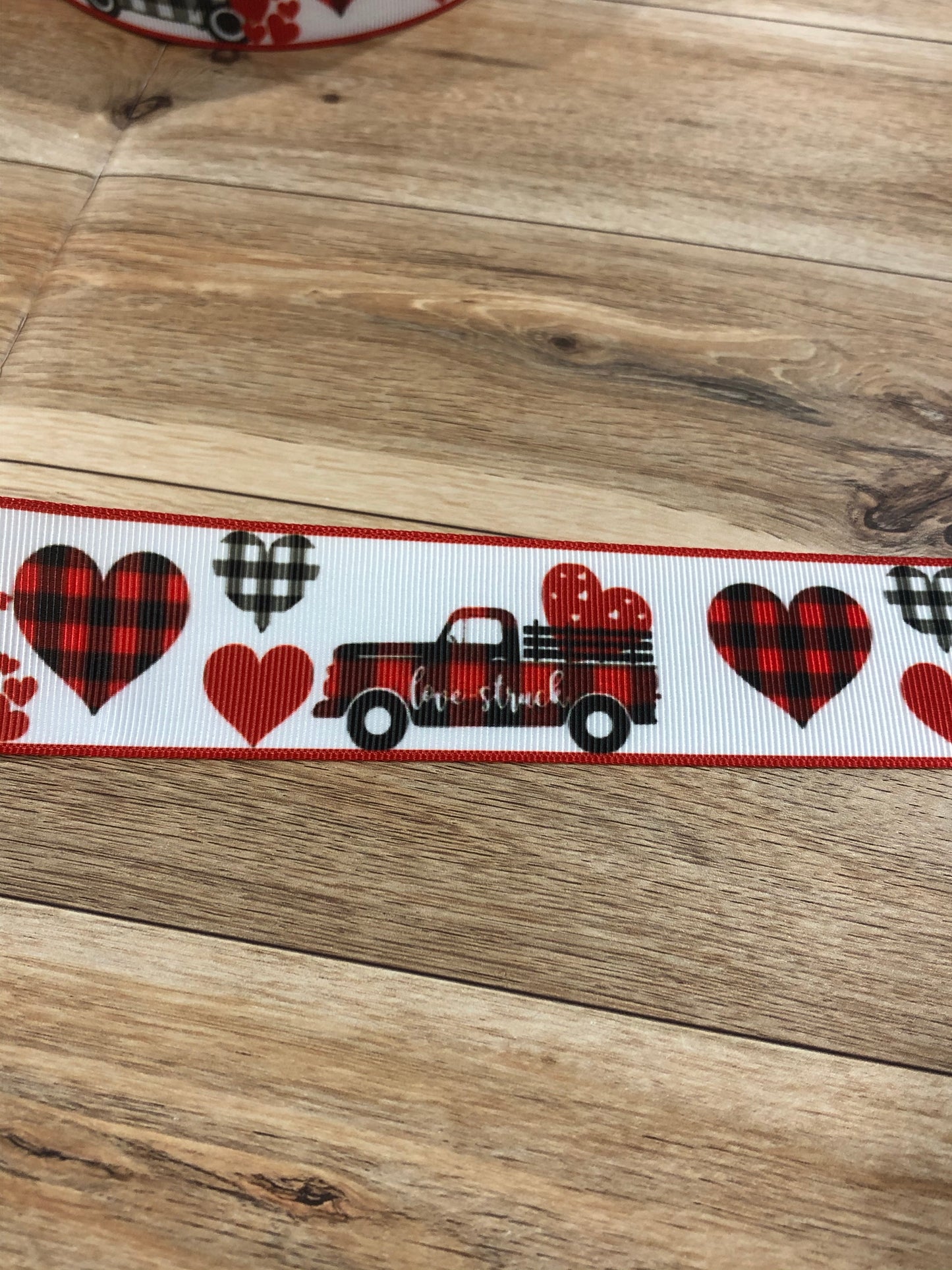 Grosgrain Ribbon Red Truck Love