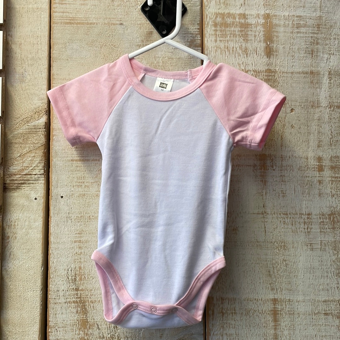 Baby Baseball style SS Onesie  - W/w Pink