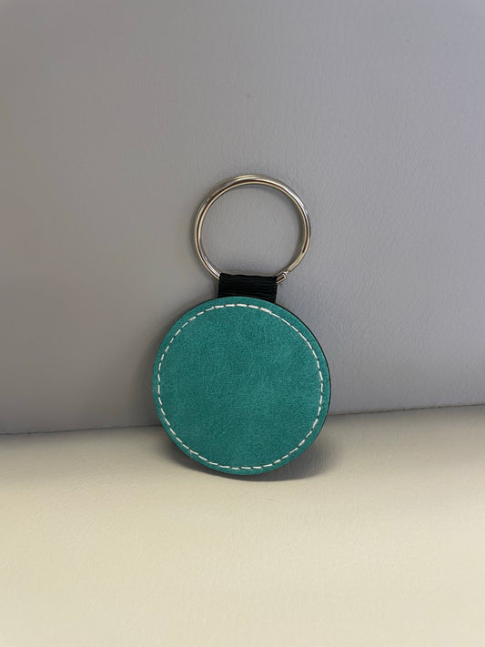 Round Sub PU Leather Key Ring - Green