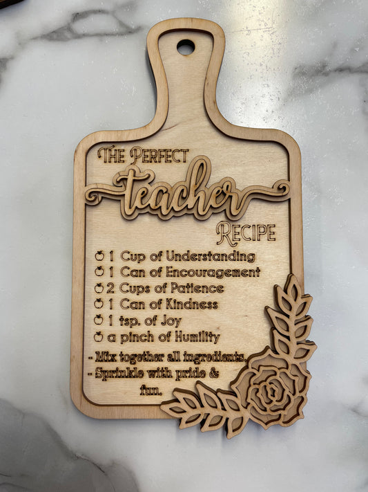 Teacher Recipe sign DIY