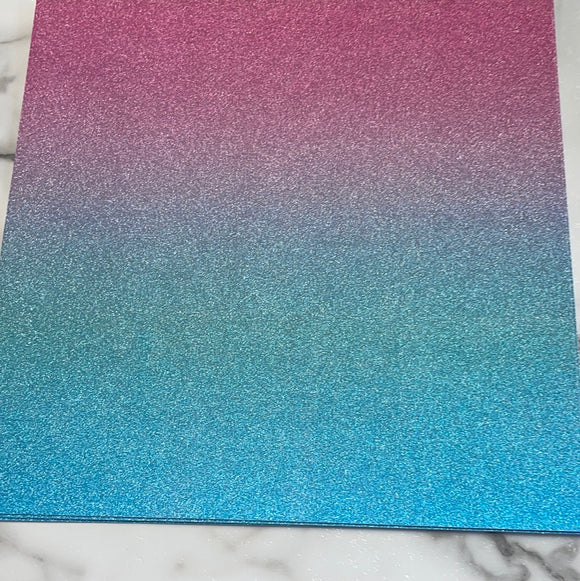 Fine Glitter Ombre Cardstock -Turquoise Rose 12X12 
