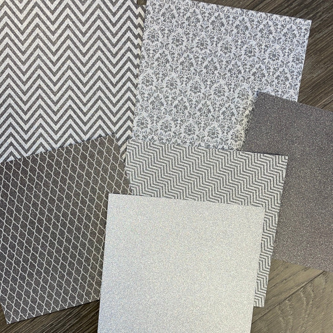 Glitter Cardstock Sampler Pack - Silver Medley